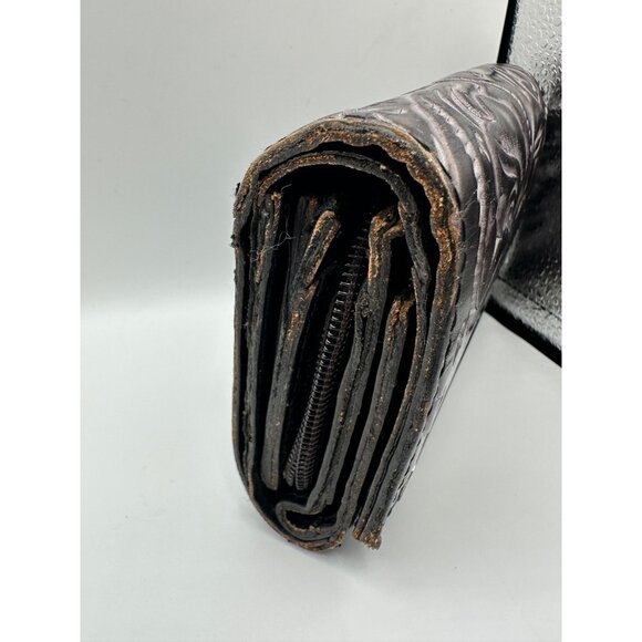 Patricia Nash Embossed Leather Wallet Metal Trim 4.5" X 3.5" Purple Tooled Purse - Picture 10 of 12